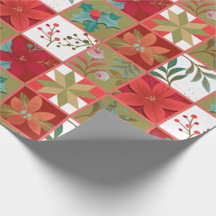 Christmas Star Flower Quilt Wrapping Paper