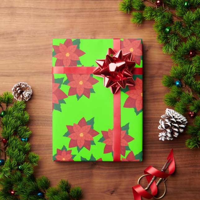Christmas Star Flowers Wrapping Paper (Holiday Gift)