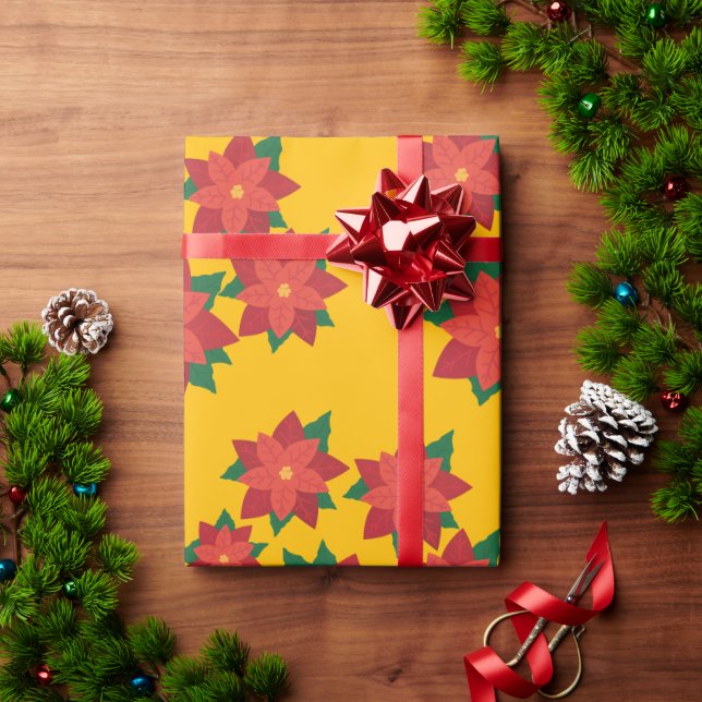 Christmas Star Flowers Wrapping Paper (Holiday Gift)