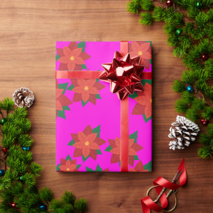 Christmas Star Flowers Wrapping Paper