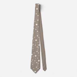 Christmas star garland, beige seasonal design tie