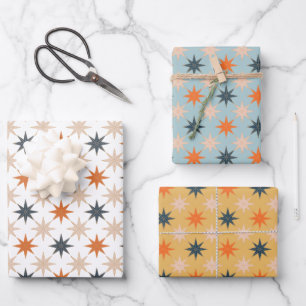 Christmas Star Holiday Pattern Wrapping Paper Sheet