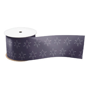 Christmas Star Indigo Blue Satin Ribbon