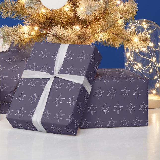 Christmas Star Indigo Night Wrapping Paper (Holidays)