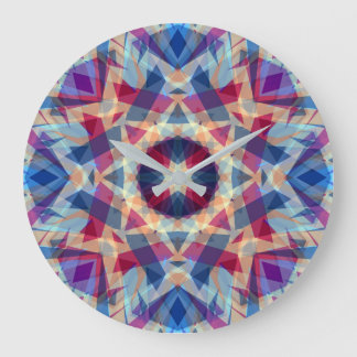 Christmas Star Jolly Blue Fun Purple Bright Yellow Large Clock