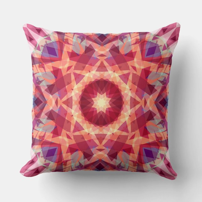 Christmas Star Jolly Red Fun Purple Bright Yellow Cushion (Front)