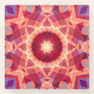 Christmas Star Jolly Red Fun Purple Bright Yellow Glass Coaster