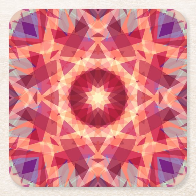 Christmas Star Jolly Red Fun Purple Bright Yellow Square Paper Coaster (Front)