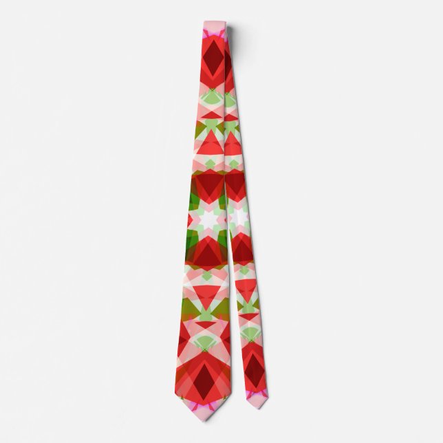 Christmas Star Jolly Red Winter Green Festive Pink Tie (Front)