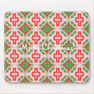 Christmas Star Kaleidoscope Tiled Mouse Mat
