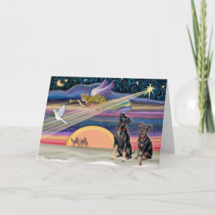 Christmas Star - Miniature Pinschers (two) Holiday Card