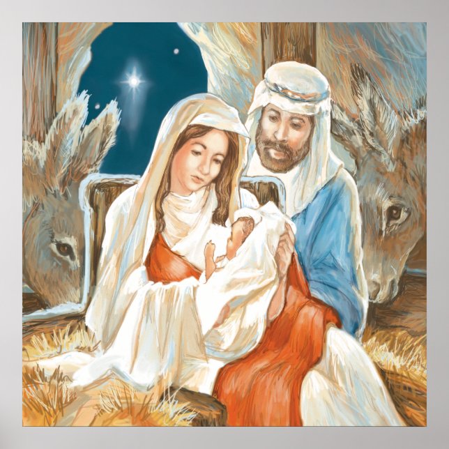 Christmas Star Nativity Painting Poster (Front)