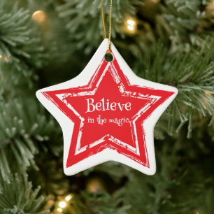 Christmas Star Ornament-Believe Ceramic Tree Decoration