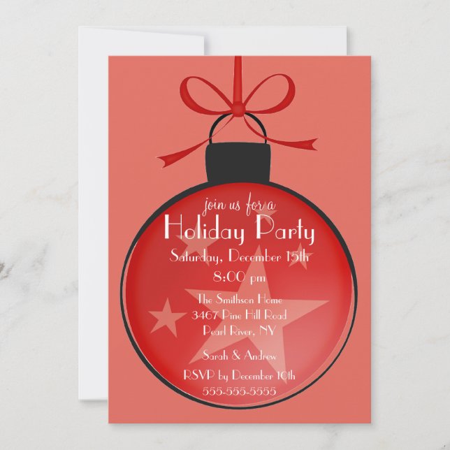 Christmas Star Ornament Holiday Party Invitation (Front)
