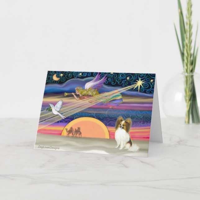Christmas Star - Papillon (fawn #5) Holiday Card (Front)