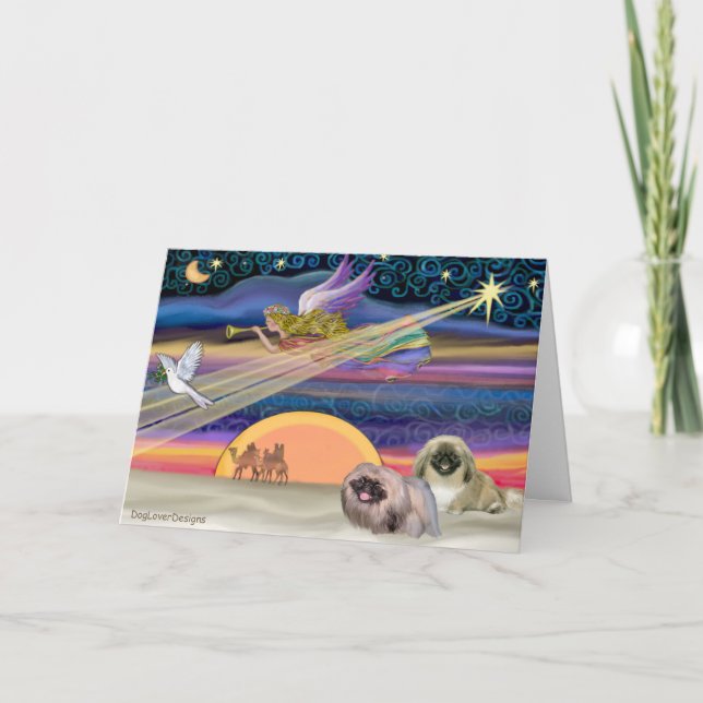 Christmas Star - Pekingese (two) Holiday Card (Front)