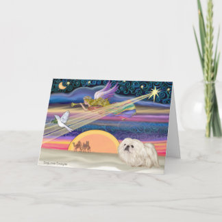 Christmas Star - Pekingese (white) Holiday Card