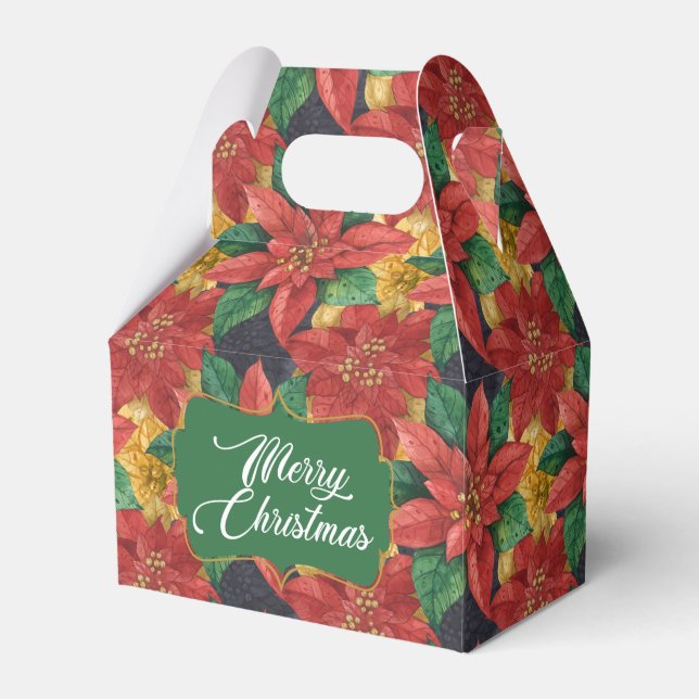 Christmas Star Poinsettia Favour Box (Front Side)