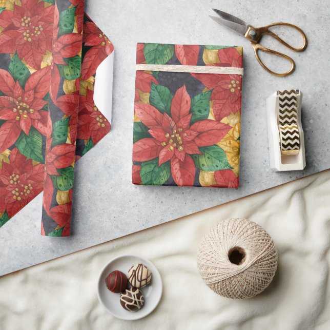 Christmas Star Poinsettia Wrapping Paper (Crafts)