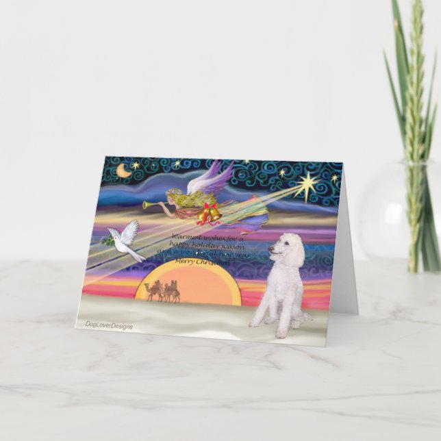Christmas Star - Poodle (white Standard) - Holiday Card (Front)