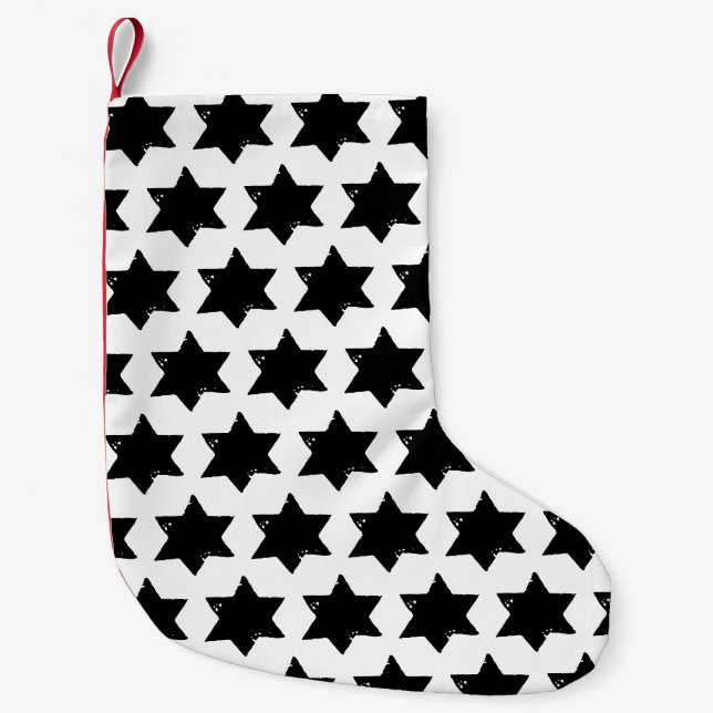Christmas Star Potato Print Christmas Stocking (Front)