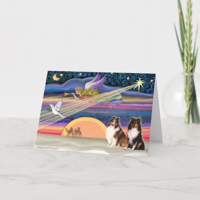 Christmas Star - Shetland Sheepdog (2) Holiday Card (Front)