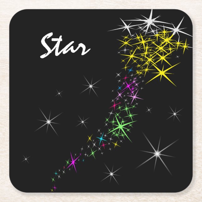 Christmas Star Square Paper Coaster (Front)
