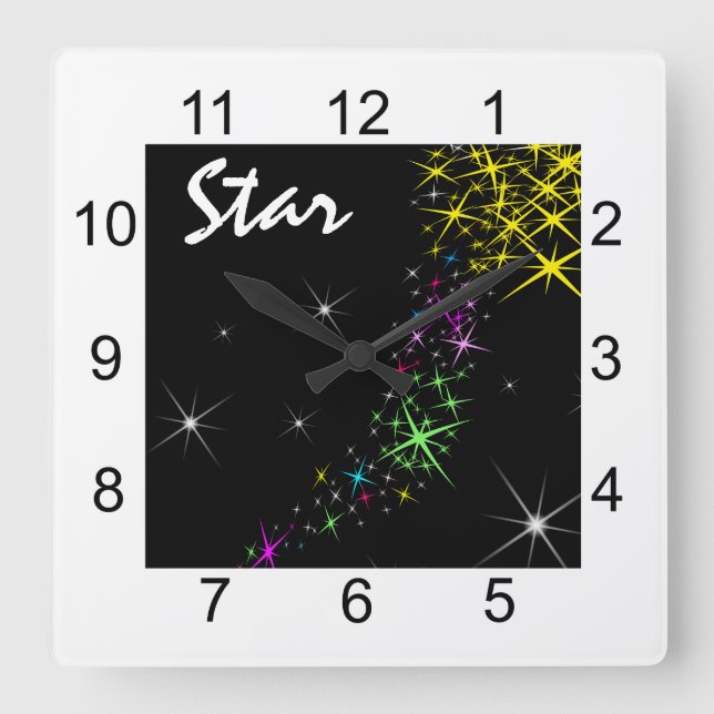 Christmas Star Square Wall Clock (Front)