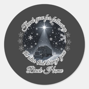 Christmas Star Truck Journey Light Homecoming  Classic Round Sticker