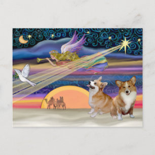 Christmas Star - Welsh Corgi (two) Holiday Postcard