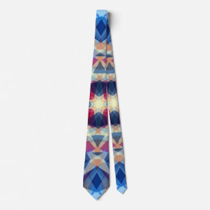 Christmas Star Winter Blue Festive Red Gold Yellow Tie