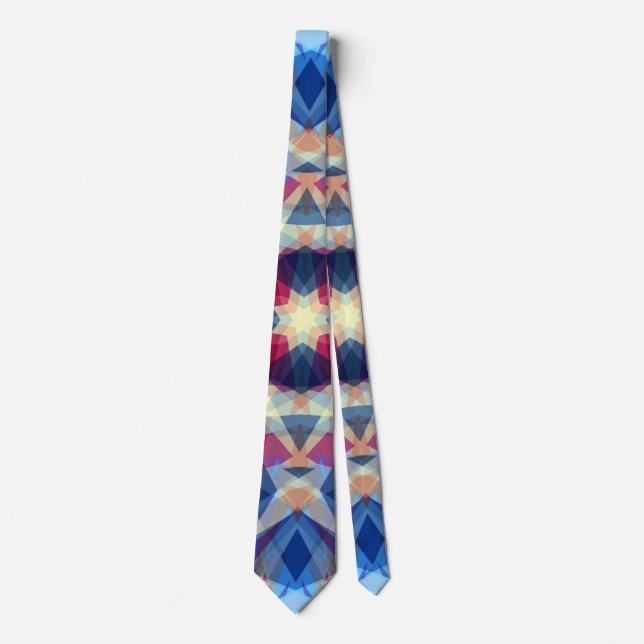 Christmas Star Winter Blue Festive Red Gold Yellow Tie (Front)