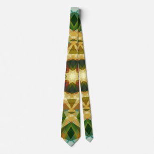 Christmas Star Winter Green Fall Brown Gold Yellow Tie