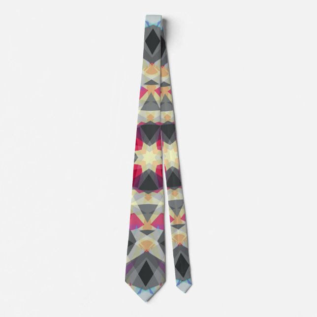 Christmas Star Winter Grey Festive Red Gold Yellow Tie (Front)