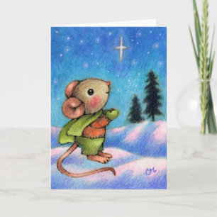 Christmas Star Wish - Cute Holiday Mouse Art