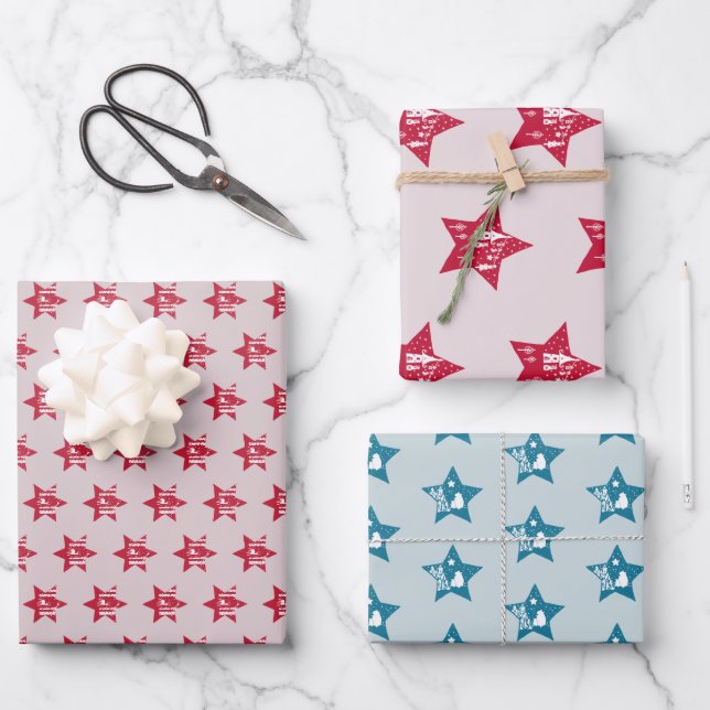 Christmas star with sample wrapping paper (Front)
