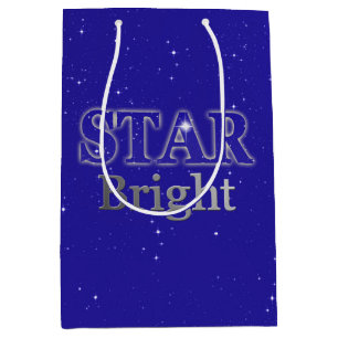 Christmas Star Word Art Blue and Silver Medium Gift Bag