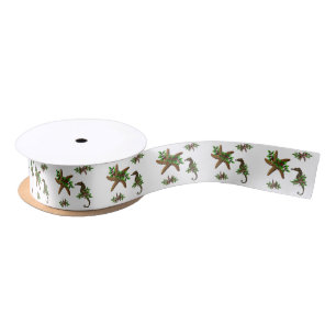 Christmas Starfish and Seahorse pattern Satin Ribbon