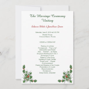 Christmas Starfish Beach Wedding Ceremony Program Invitation