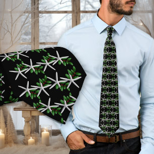 Christmas Starfish Black pattern tie