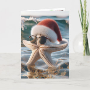 Christmas Starfish In Shallow Water Holiday Card