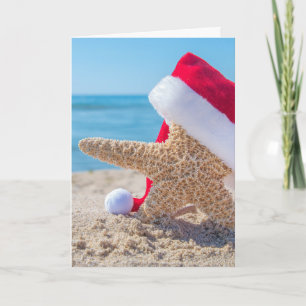 Christmas Starfish on Beach Card