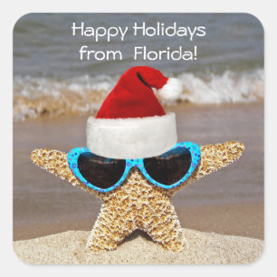 Christmas Starfish Square Sticker