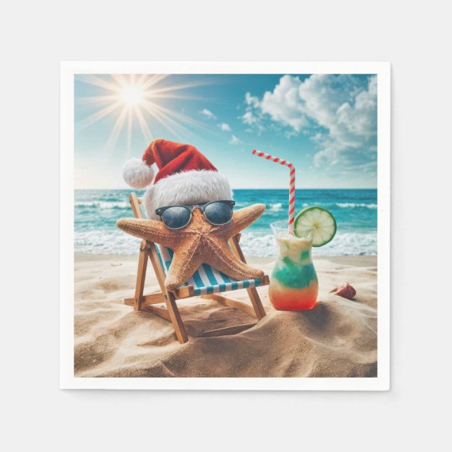 Christmas Starfish With a Cocktail Napkin (Front)