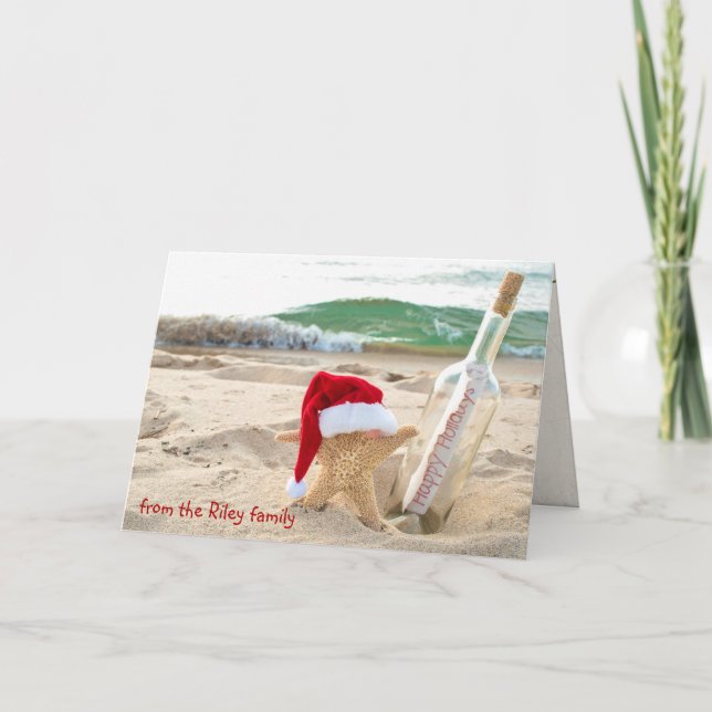 Christmas starfish with message in a bottle card (Front)