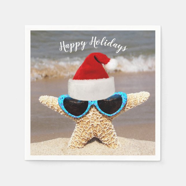 Christmas Starfish With Sunglasses Napkin (Front)