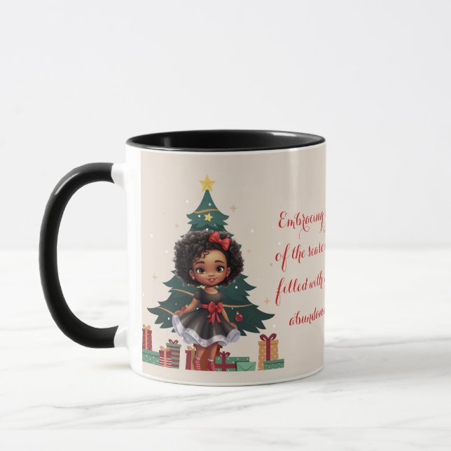  "Christmas Starlight" -African-American Greeting Mug (Left)