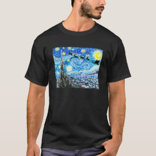Christmas Starry Night shirt Santa Sleigh Van Gogh