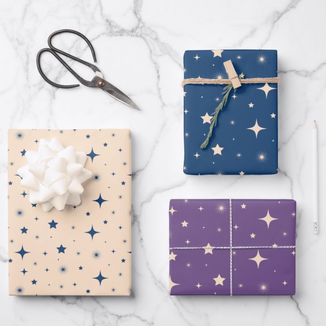 Christmas Starry Night Wrapping Paper Sheet (Front)