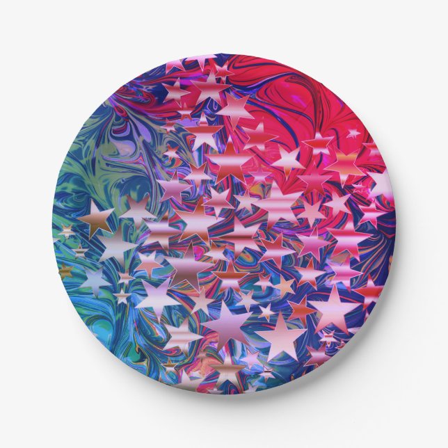 CHRISTMAS STARS | Abstract Purple Lilac | Festive Paper Plate (Front)